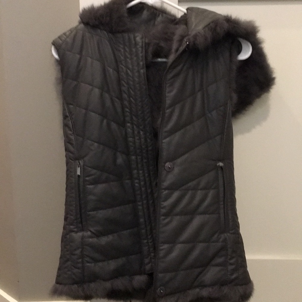 NWOT BCBG Maxazria Faux leather Fur Vest
